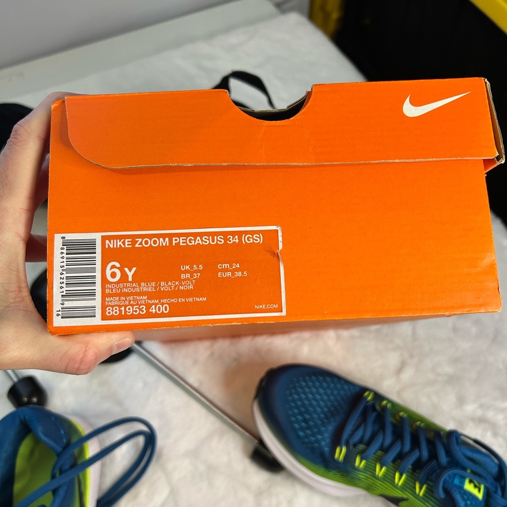 Nike Zoom Pegasus 34 GS Blue Volt Running Shoes Youth 6Y Women’s 7.5 NIB - Picture 9 of 9